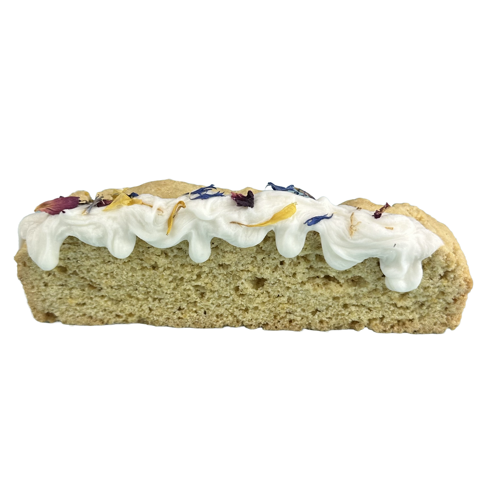 Lemon Biscotti - Decorated with white chocolate and edible flowers